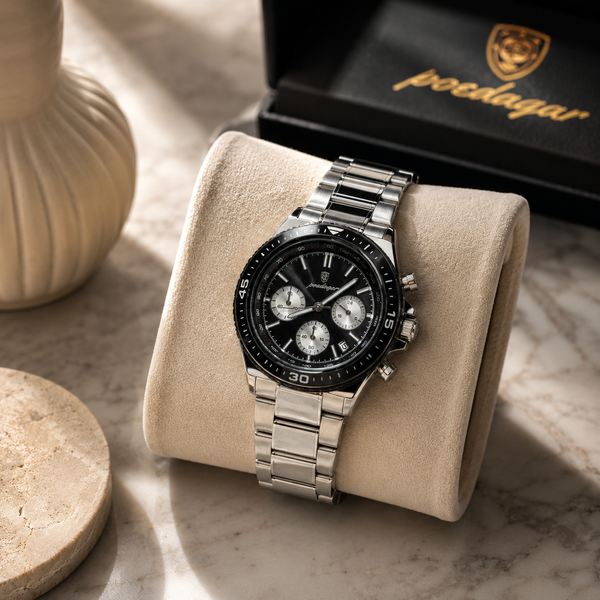 POEDAGAR Luxury Male Chronograph Wristwatch with Bezel Scale & Luminous Hands