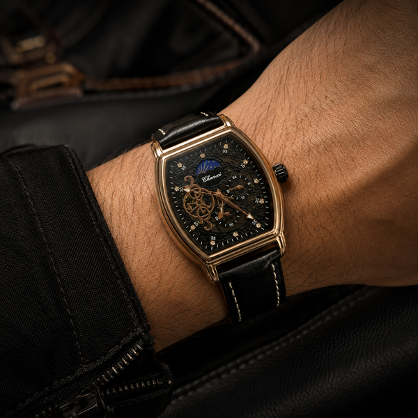 CHENXI Automatic Luxury Tonneau Skeleton Watch for Men