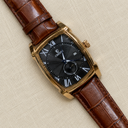 CHENXI Men's Rectangle Small Seconds Leather Quartz Watch