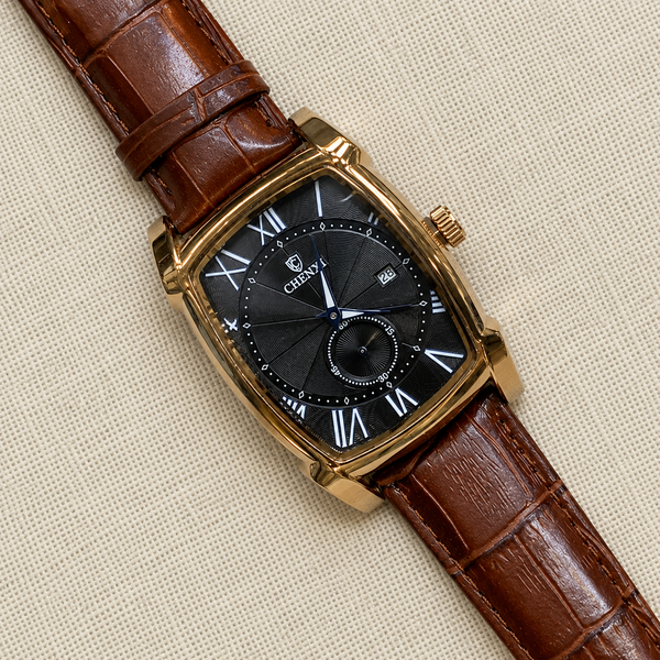 CHENXI Men's Rectangle Small Seconds Leather Quartz Watch