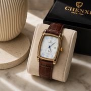 CHENXI Men's Rectangle Small Seconds Leather Quartz Watch