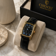 CHENXI Men's Rectangle Small Seconds Leather Quartz Watch
