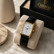 CHENXI Men's Rectangle Small Seconds Leather Quartz Watch