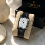 CHENXI Men's Rectangle Small Seconds Leather Quartz Watch