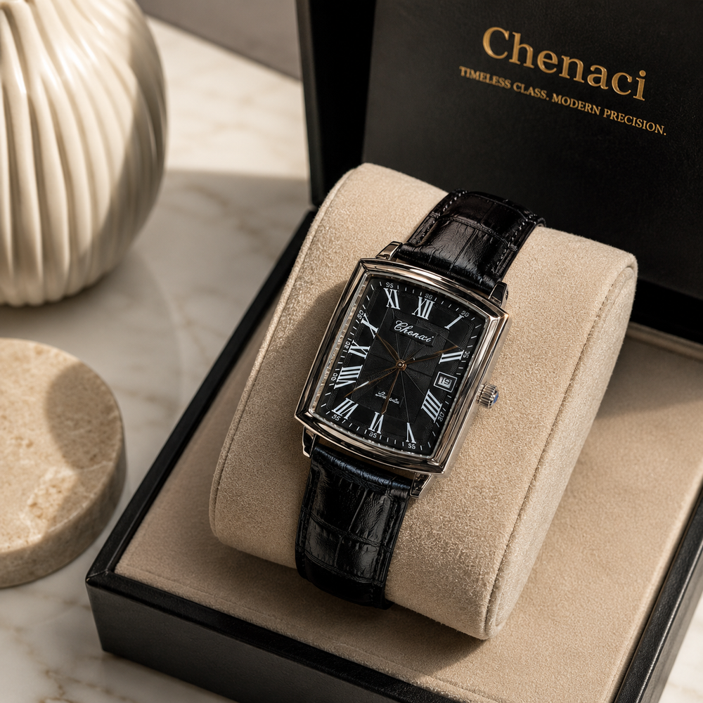 CHENXI Men's Rectangular Quartz Leather Watch – Classic Dress Edition