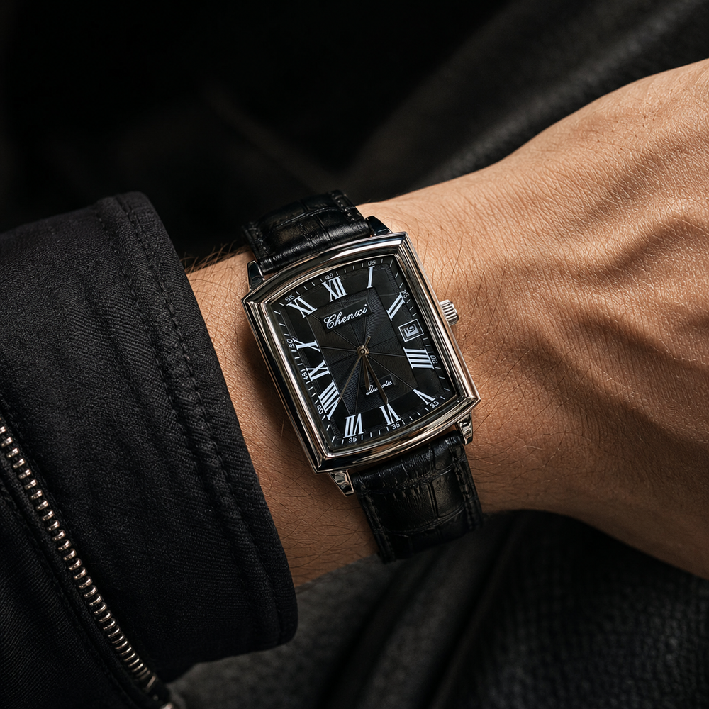 CHENXI Men's Rectangular Quartz Leather Watch – Classic Dress Edition