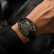 CHENXI Men's Automatic Tonneau Skeleton Mechanical Watch