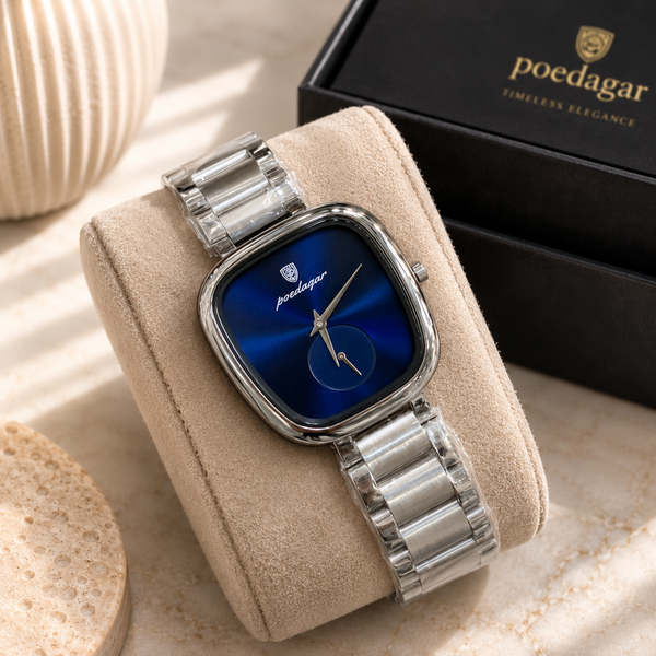 POEDAGAR Classic Female Tonneau Small Seconds Metal Wristwatch
