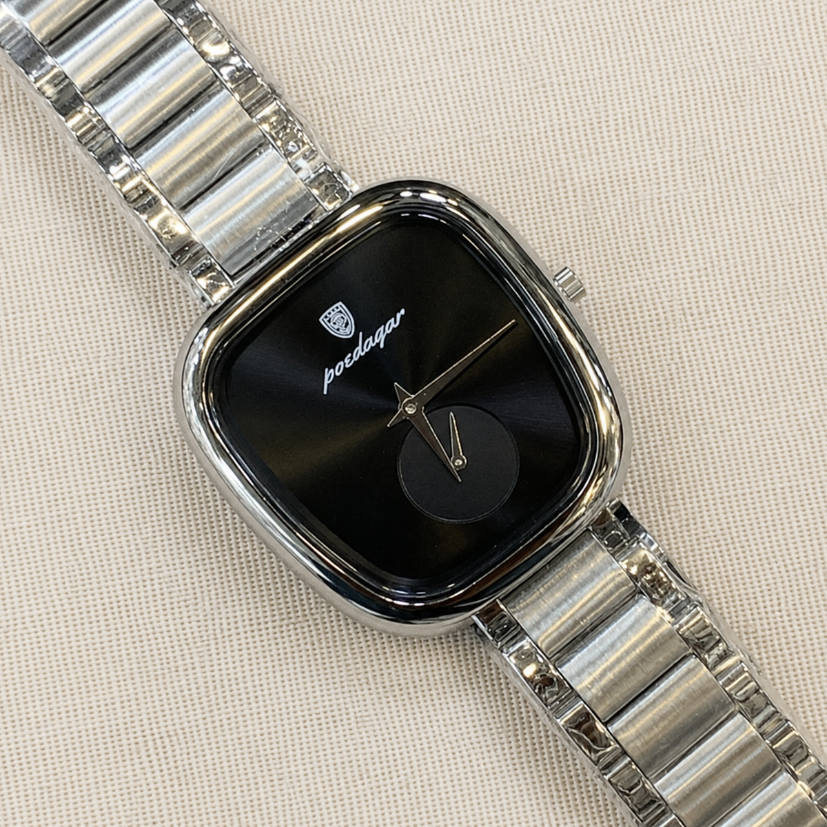 POEDAGAR Classic Female Tonneau Small Seconds Metal Wristwatch