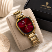 POEDAGAR Classic Female Tonneau Small Seconds Metal Wristwatch