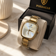 POEDAGAR Classic Female Tonneau Small Seconds Metal Wristwatch