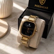 POEDAGAR Classic Female Tonneau Small Seconds Metal Wristwatch