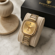 POEDAGAR Classic Female Tonneau Small Seconds Metal Wristwatch