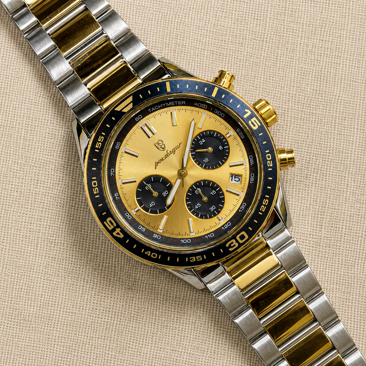 POEDAGAR Luxury Male Chronograph Wristwatch with Bezel Scale & Luminous Hands