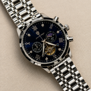 POEDAGAR Male Mechanical-Style Open Heart Wristwatch with Multi-Subdial Display