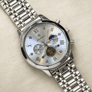POEDAGAR Male Mechanical-Style Open Heart Wristwatch with Multi-Subdial Display