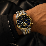 POEDAGAR Male Mechanical-Style Open Heart Wristwatch with Multi-Subdial Display