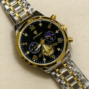 POEDAGAR Male Mechanical-Style Open Heart Wristwatch with Multi-Subdial Display