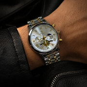POEDAGAR Male Mechanical-Style Open Heart Wristwatch with Multi-Subdial Display