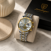POEDAGAR Male Mechanical-Style Open Heart Wristwatch with Multi-Subdial Display