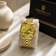 POEDAGAR Male Mechanical-Style Open Heart Wristwatch with Multi-Subdial Display