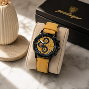 POEDAGAR Men's Military Chronograph Quartz Leather Watch
