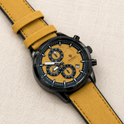 POEDAGAR Men's Military Chronograph Quartz Leather Watch