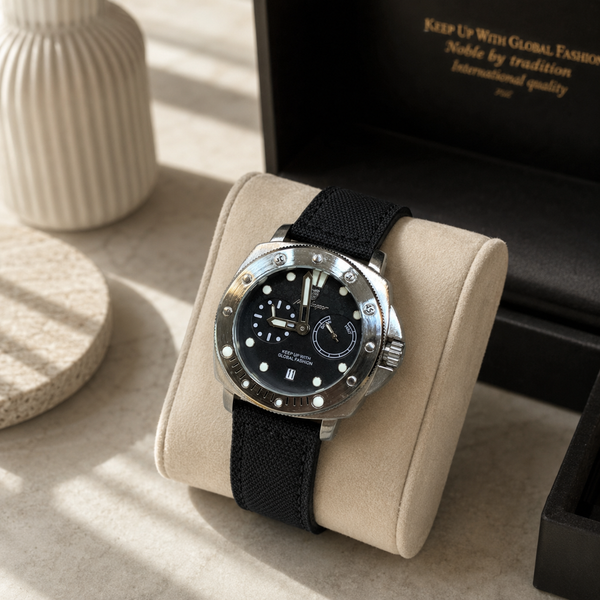 POEDAGAR Male Cushion Dial Quartz Chronograph Watch