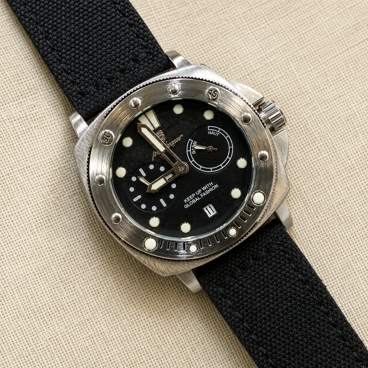 POEDAGAR Male Cushion Dial Quartz Chronograph Watch