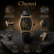 CHENXI Automatic Luxury Tonneau Skeleton Watch for Men
