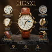 CHENXI Men's Chronograph Quartz Watch – Sun and Moon Phase