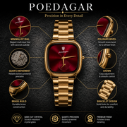 POEDAGAR Classic Female Tonneau Small Seconds Metal Wristwatch