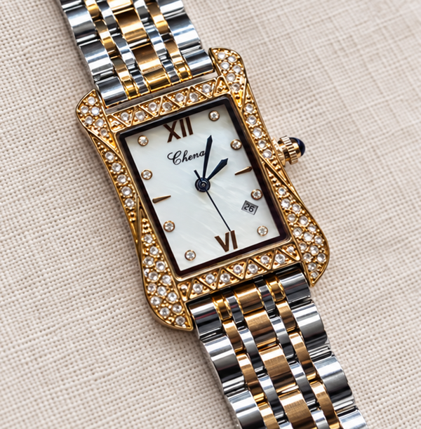 Chenxi Luxury Pave Crystal Case Roman Numeral Date Ladies Watch