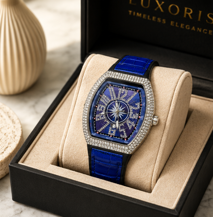 FM Iced-Out Curved Tonneau Men's Quartz Watch