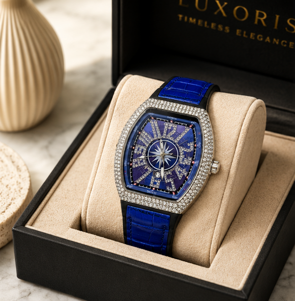 FM Iced-Out Curved Tonneau Men's Quartz Watch