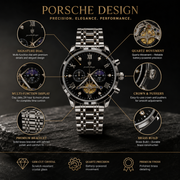 POEDAGAR Male Mechanical-Style Open Heart Wristwatch with Multi-Subdial Display