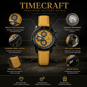 POEDAGAR Men's Military Chronograph Quartz Leather Watch