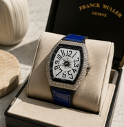 FM Iced-Out Curved Tonneau Men's Quartz Watch