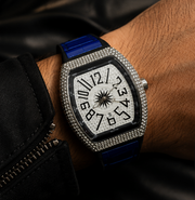 FM Iced-Out Curved Tonneau Men's Quartz Watch