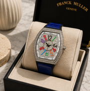 FM Iced-Out Curved Tonneau Men's Quartz Watch