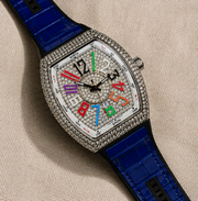 FM Iced-Out Curved Tonneau Men's Quartz Watch