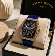 FM Iced-Out Curved Tonneau Men's Quartz Watch