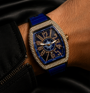 FM Iced-Out Curved Tonneau Men's Quartz Watch
