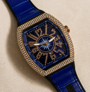 FM Iced-Out Curved Tonneau Men's Quartz Watch