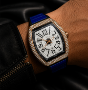 FM Iced-Out Curved Tonneau Men's Quartz Watch