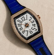 FM Iced-Out Curved Tonneau Men's Quartz Watch