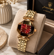 Poedagar Luxury Geometric Octagon Case Diamond Accent Bracelet Watch