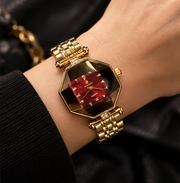 Poedagar Luxury Geometric Octagon Case Diamond Accent Bracelet Watch