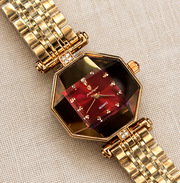 Poedagar Luxury Geometric Octagon Case Diamond Accent Bracelet Watch
