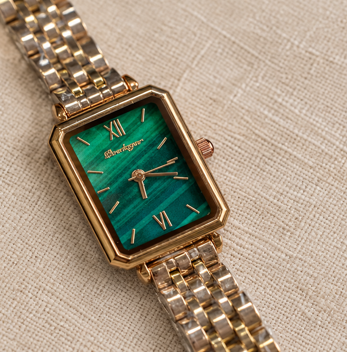 Poedagar Luxury Stardust Dial Rectangular Case Jubilee Bracelet Watch